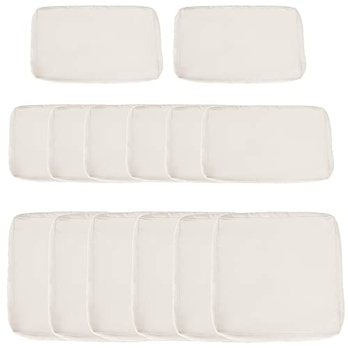 Outsunny Lot de 14 Housses de Rechange Coussins Salon de Jardin - 6 Housses Coussin d'assise, 8 Housses Coussin Dossier - Housses zippées Polyester déperlant Beige
