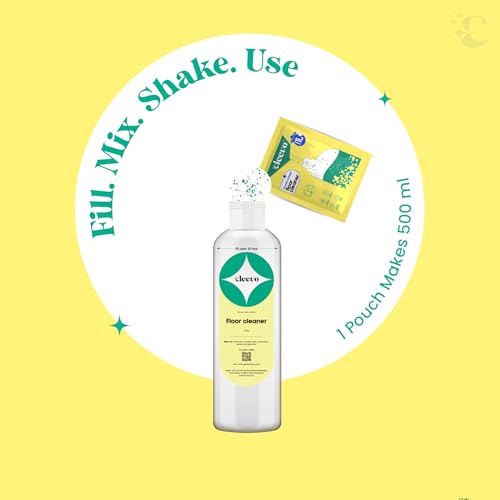 Cleevo Natural Disinfectant Floor Cleaner 5 Litres, Refill Pack, Zesty Lemon Fragrance, 100% Eco-Friendly Tile Cleaner