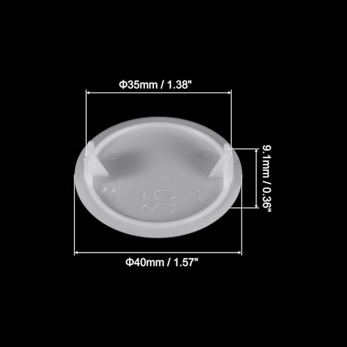 Image of uxcell 80Pcs Hinge Hole Covers, 35mm(1 3 /8 inch) Dia Plastic Concealed Hole Cover Round Flush Type Caps for Furniture Cabinet Cupboard, White