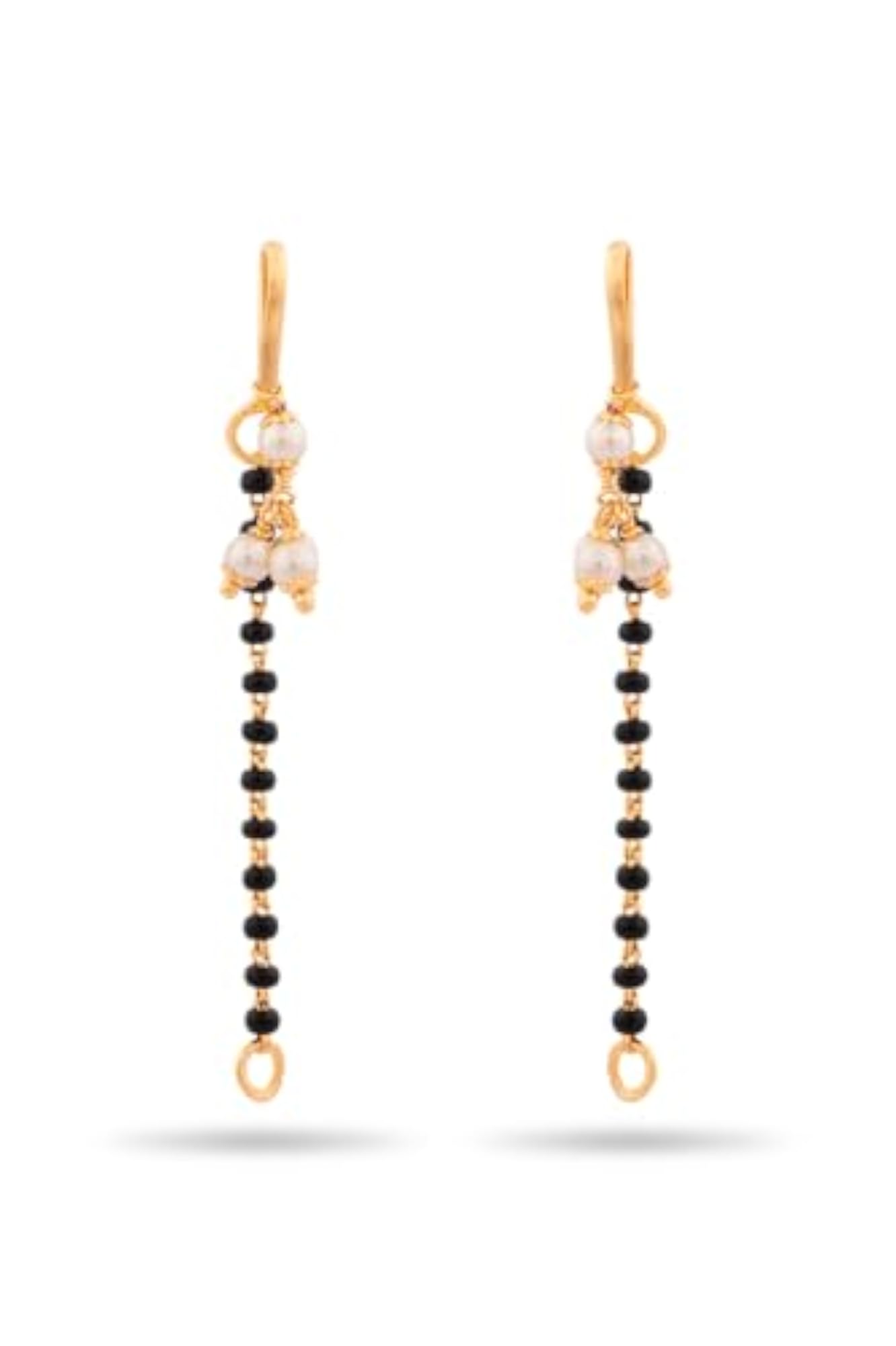 Women's Traditional Black Beads & Pearl Earrings