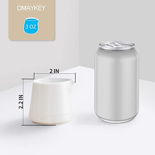 3 Oz 6 Pack Porcelain Mini Creamer Pitcher, Ceramic Small Creamer Set For Sauces Salad Coffee Tea Milk, Microwave & Freezer Safe, White #TOP1