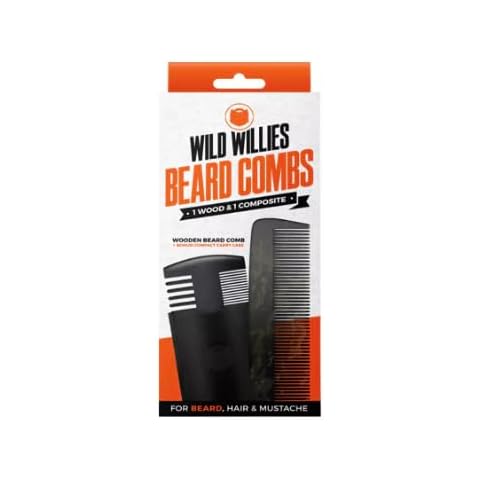 Wild Willies Wood & Composite Beard Combs With Travel Pouch - Dual Action Fine & Coarse Bristles - Premium Grooming Tool for Styling Hair or Beard, All Hair Types Cover