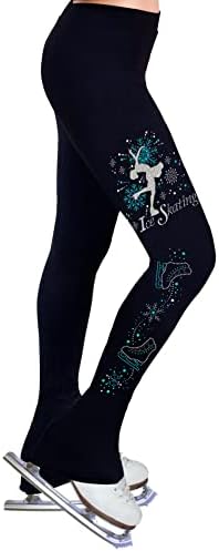 NY2 SPORTSWEAR Figure Skating Practice Pants with Rhinestones S100B - Child Sizes- (Child Medium) Black