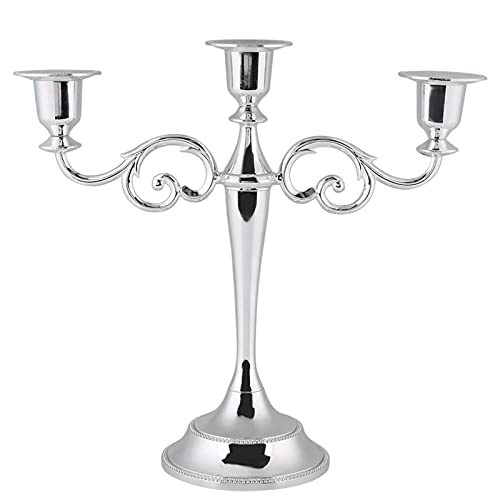 Tyenaza Metal Candle Holder with 3 Arms Candelabra Centrepiece Gold Candelabra Candle Holder Candlestick Holder for 1 Inch Diameter Pillar Candles Antique Candle Stand for Wedding Party Home Decor