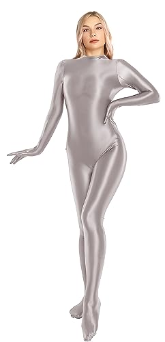 SOFSOT Body completo brillante 130D para mujer, traje de baño de una pieza con cremallera trasera brillante