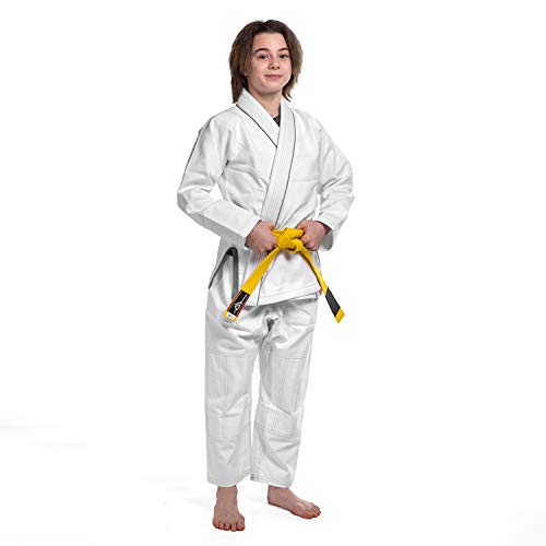 KO Sports Gear Foundation Gi for Kids - Hemp Blend - BJJ Kimono and Pants - for Jiu Jitsu (M4)