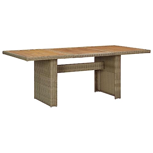 Nqyjm Mesa de comedor al aire libre, mesa de comedor de jardín, marrón, 200 x 100 x 74 cm, resina trenzada para jardín, playa, balcón, terraza, camping