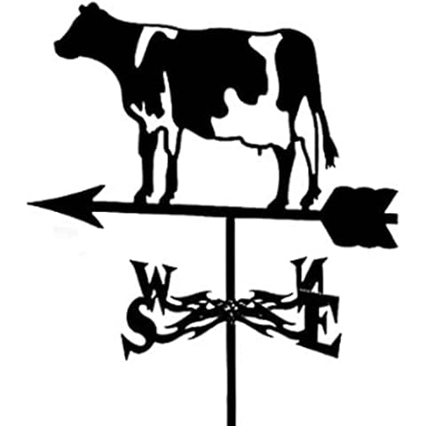 Metal Animal Weathervane, Retro Cows Wind Vane, Stainless Steel Garden Stake Weathervane, Measuring Tools Wind Direction Indicator for Outdoor Garden Yard Roof Decoration Ornaments Cover
