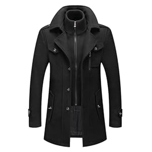LCpddajlspig Zweiteiliger Wintermantel Herren, Dufflecoat Herren Mantel Cabanjacke Mantel Winter Trenchcoat Slim Fit Wollmantel Winter Coat Wintermantel Warm Kurzmantel Lodenmantel