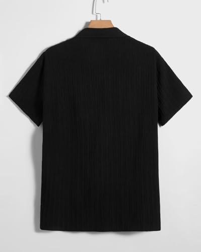 Image of Men's Relaxed Fit Striped Short Sleeve Button-Down Casual Shirt
