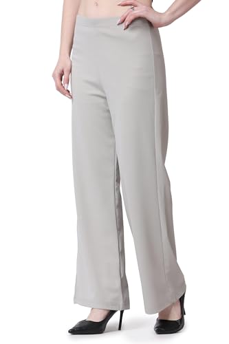Image of POPWINGS Formal Casual Solid Trousers for Women || Work Trousers for Women || Pull On Trousers for Women || High Waist Plain Women Trousers for Summer