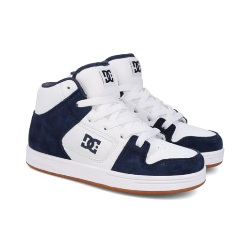 DC Sneaker Skate Shoe, Navy/White, 6 US Unisex Big Kid
