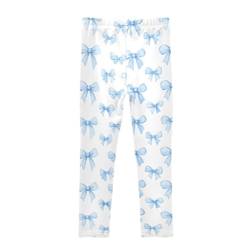 Wusikd Blue Bows Girls' Leggings Toddler Doodles Cute Kids Yoga Pants Dance Active Tights 4T2