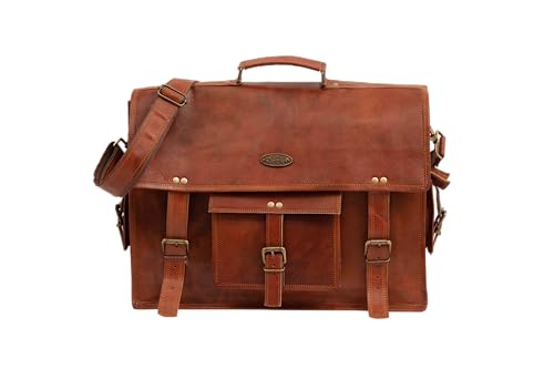 Vintage Leather Laptop Bag for Men Full Grain Large Leather Messenger bag for men with Rustic look Leather briefcase 18 inch4