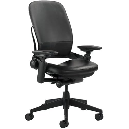 Steelcase Leap V2 - Fully Loaded w/Lumbar Support (Renewed) (Black Leather Black Frame)