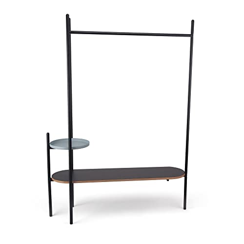 Kollecture Garderobe Kleiderständer Garderobenständer Metall Holz Flur Kleiderstange AMÉLIE Farbe Platte groß - Weiß, MaterialType Platte klein - Grau Cover