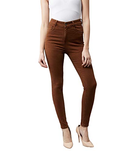 Image of Miss Chase Women's Skinny High Rise Cropped Fringed Hemline Detailing Stretchable Denim Jeans