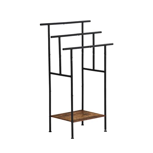 FurnitureR Éténoir à Vêtements à 3 Niveaux, Portant Séchoir Multifonction, Design Industriel, Structure Métallique, Tablette Bois Pratique, Buanderie...
