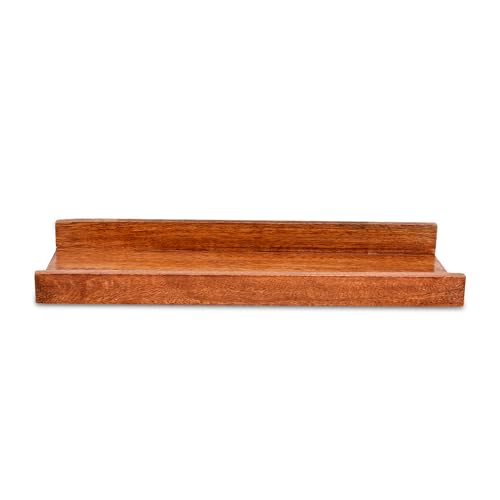 NIRMAN Floating Shelf Mango Wood Wall Mounted Storage for Wall Decor, Rustic Farmhouse Wall Shelf for Bathroom, Bedroom, Living Room, Kitchen(15\" x 5\" x 1.5\"), (Set of 2)