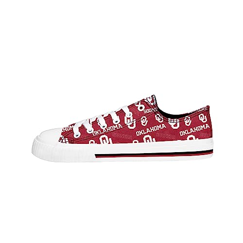 FOCO Oklahoma Sooners NCAA Womens Low Top Repeat Print Canvas Shoes - 8