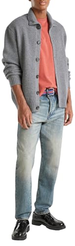 United Colors of Benetton Maglia Coreana M/L 18AYU5012 Maglione Cardigan, Grigio, L Uomo
