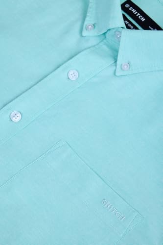Image of SNITCH Men Formal Shirt | Regular Fit Long Sleeve Button-Down Collar Solid Style | 100% Cotton & Breathable Oxford Fabric for Office, Special Events & Smart Casual Wear