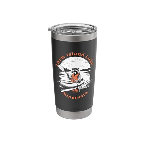 Retro Farm Island Lake Raccoon Insulated Tumbler