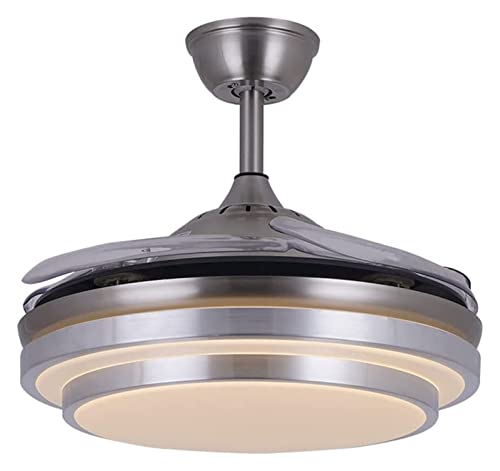 Ventilateur de plafond rétractable avec lumière LED et télécommande pour salon - 2
