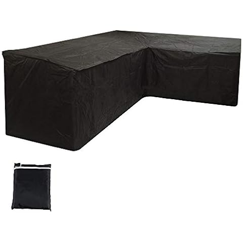 78Henstridge Waterproof L-shape Garden Furniture Cover Dustproof Outdoor L Shape Black Furniture Protector with Storage Bag (215 x 215 x 87 cm) (Black) Cover