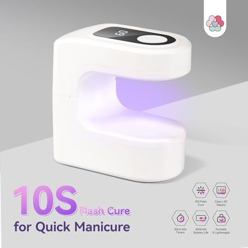 Image of SAVILAND Essentials Mini UV Nail Lamp: 10S Rechargable Flash Cure Lamp U V Light for Gel Polish Nail U V Light LED Display 2 Timers Nail Light Portable Gel Nail Flash Cure Light Nail Dryer Manicure