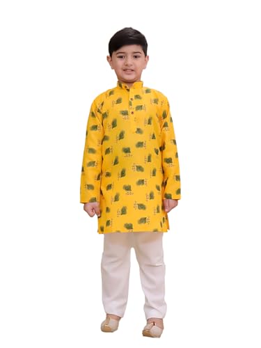 Image of AJ DEZINES Boys Cotton Full Sleeve Letter Printed Kurta Pajama Set for Kids - Ethnic wear | Special Occasion & Traditional Outfit |Boys Kurta Set - Regular Fit