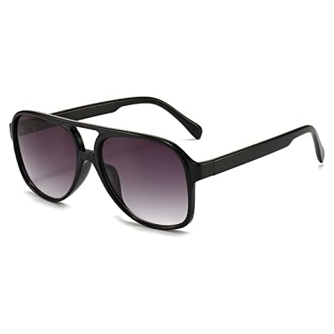 YUELUQU Polarised sunglasses men women 70s vintage sunglasses retro sunglasses pilot glasses bicycle sunglasses, black / grey, Large Cover