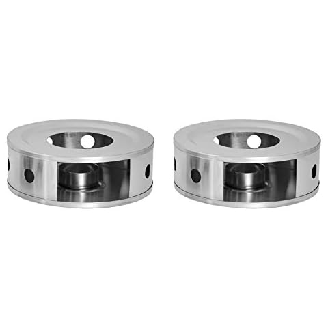 NewlineNY Stainless Steel Coffee Tea Warmers, Dual 6 Inches Circular Herb Tea Light Candle Dish Warmer Set (Candle not included) Cover