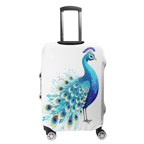 Cartoon Blue Peacock Luggage Cover Travel Suitcase Covers for Luggage Elastic Carry on Luggage Covers for Suitcase Tsa Approved Washable Luggage Sleeve Protector Fits 18-32 Inch XL4