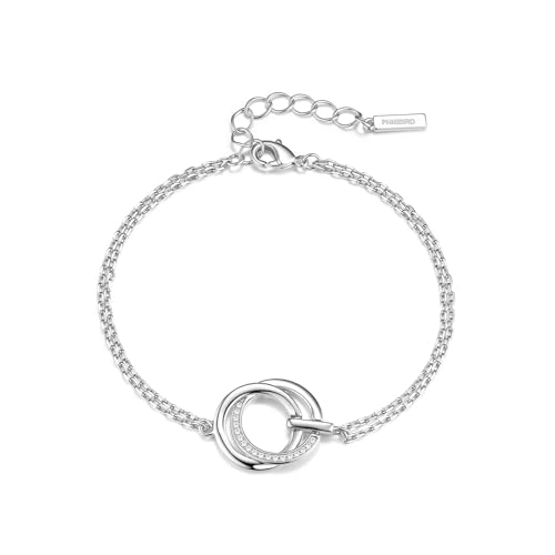 Bracelet femme argent double cercle, cadeau romantique unique