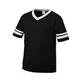 Augusta Sportswear Boys' Standard Youth Sleeve Stripe Jersey, Black/White, Medium