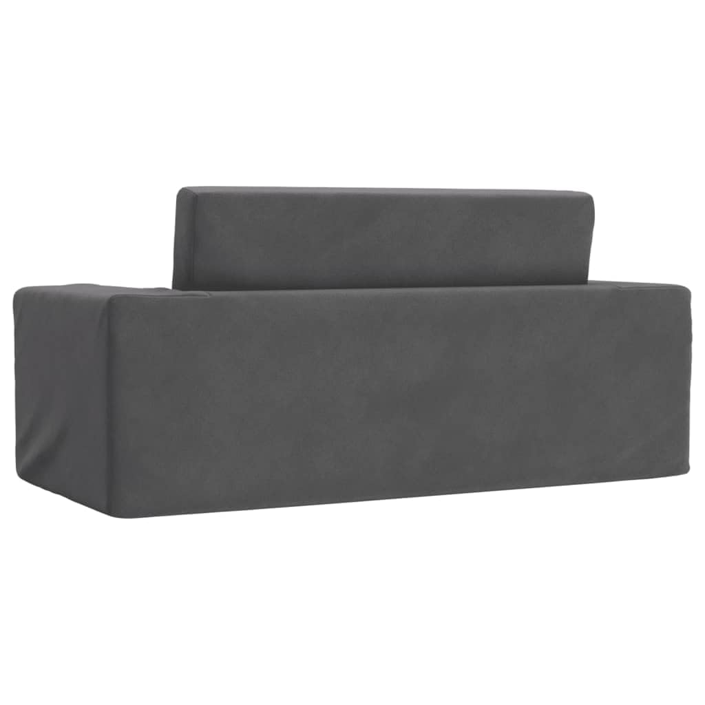 vidaXL Sofá Cama de Niños 2 Plazas, Sillón con Reposabrazos, Mini Sofá Infantil, Sofá Cama para Dormitorio Sala de Juegos, Felpa Suave Gris Antracita