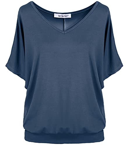 Van Der Rich ® - T-Shirt Kurzarm Oberteile - Damen (Indigo, XL)