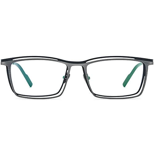 Image of FONEX Pure Titanium Glasses Frame Men Square Magnet Clip On Eyeglasses with Polarized Lens
