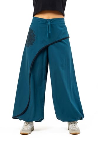 Pantalon mandala yoga bleu Ananda fluide avec ceinture élastique