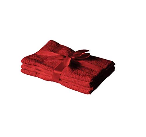 Juego de toallas de mano con lazo para tumbonas de jardín de la marca Himtextil, juego de 4 toallas de 30 x 50 cm, color rojo