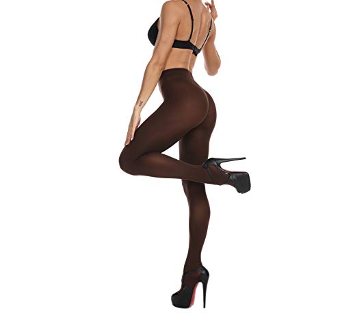 Frola Nur die Damen Strumpfhose 80 Den Blickdicht Microfaser Weich Damenstrumpfhose (S-M, Kaffee)