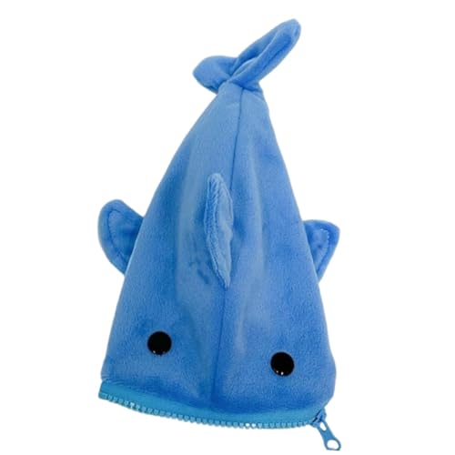 YWJLQH Estojo de lápis de pelúcia em formato de tubarão, estojo de pelúcia para decoração de casa, de lápis prático em poliéster, Azul