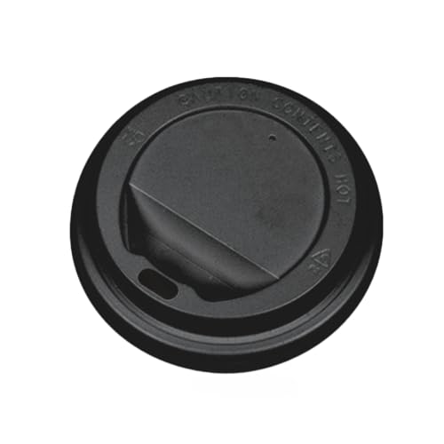Tapa negra para vaso térmico 8 oz – Ø80 mm – Pack de 1000 unidades – Tapas desechables para café para llevar – Tapas con orificio para beber