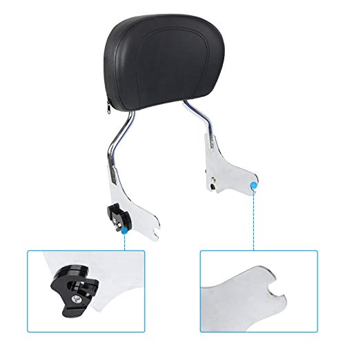 DSISIMO Chrome Detachable Upright Passenger Backrest Sissy Bar With Pad Fit For Touring Road King Street Glide FLHR FLHX FLHT FLTR 1997-2008