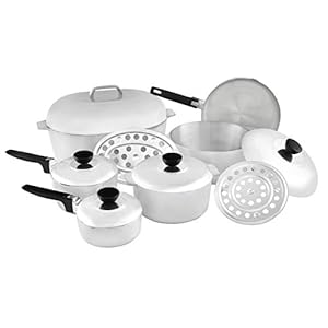 IMUSA USA Heavy Duty 13-Piece Cast Aluminum Cajun Cookware Set, Silver