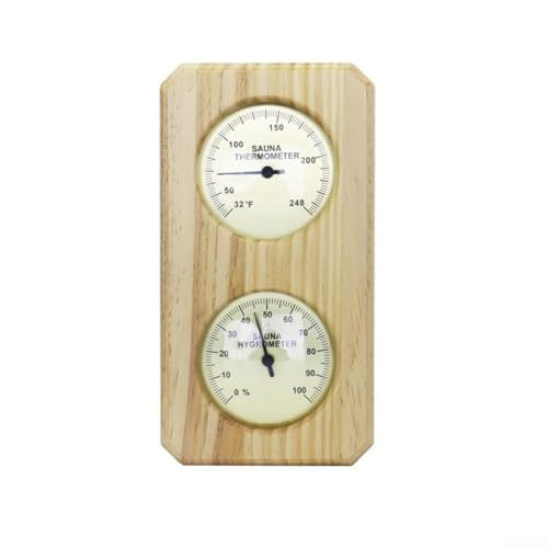 Termómetro e higrómetro de sauna, pantalla Fahrenheit, accesorio de madera para salas de sauna, monitor de temperatura y humedad (vertical)