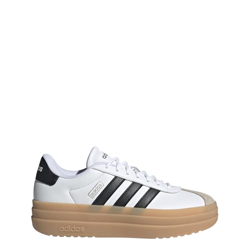 adidas Women's VL Court Bold Sneaker, White/Black/Wonder Beige, 7