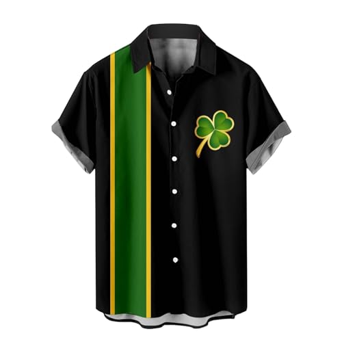 DGZTWLL Camisas de manga corta para hombre, con estampado 3D, con botones, ligeras, transpirables, para verano, playa, hawaianas, Negro, 3XL