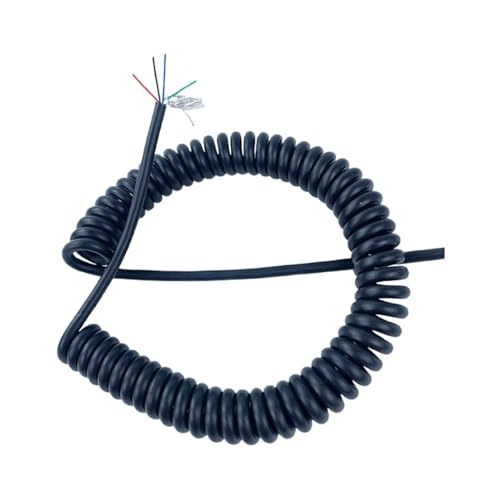 GuidNaurys Cable espiral eléctrico telescópico con resorte, blindado, de 5 núcleos, calibre 24 AWG, 0,2 mm de diámetro cuadrado. Cable retráctil(Stretch 9 meters)